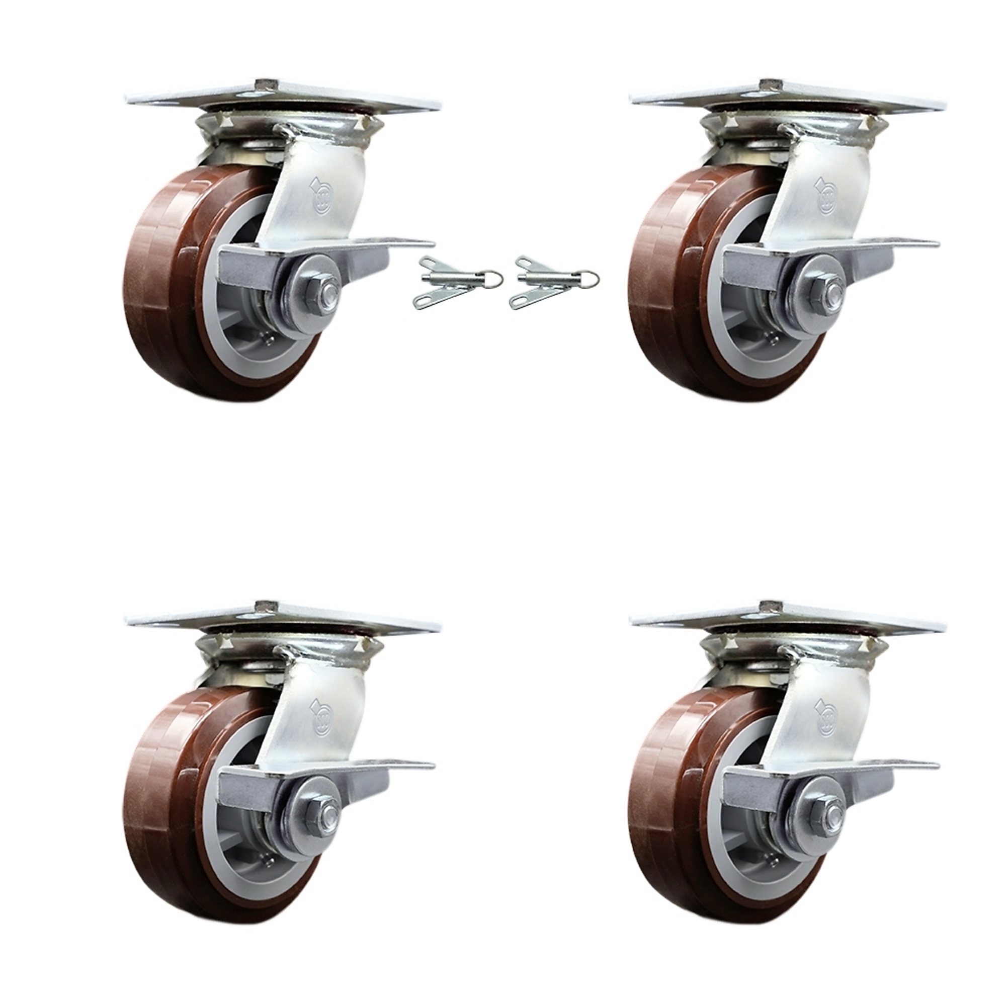 Service Caster, 5in. x 2in. Plate Casters, Wheel Diameter 5 in, Caster Type Swivel, Package (qty.) 4, Model# SCC-35S520-PPUR-SLB-BSL-2-SLB-2